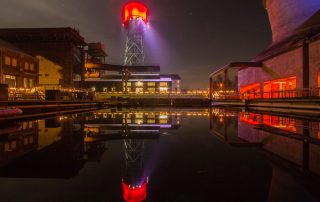 Jahrhunderthalle Bochum bei Nacht