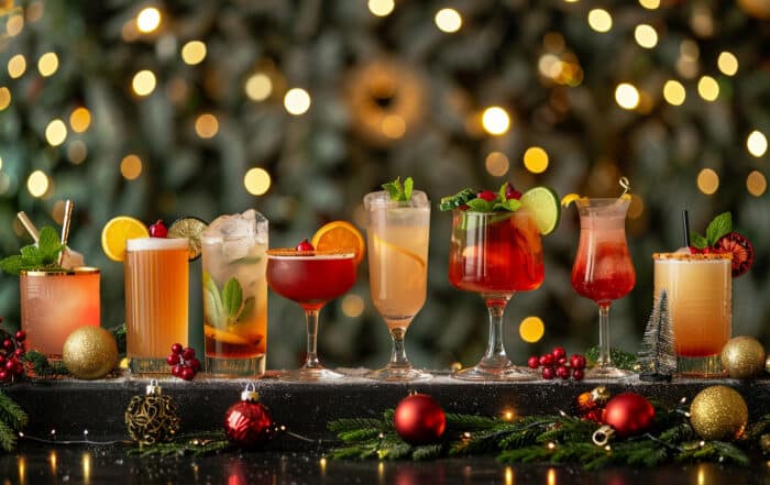 Arrangement von festlichen Cocktails - Weihnachtscocktails